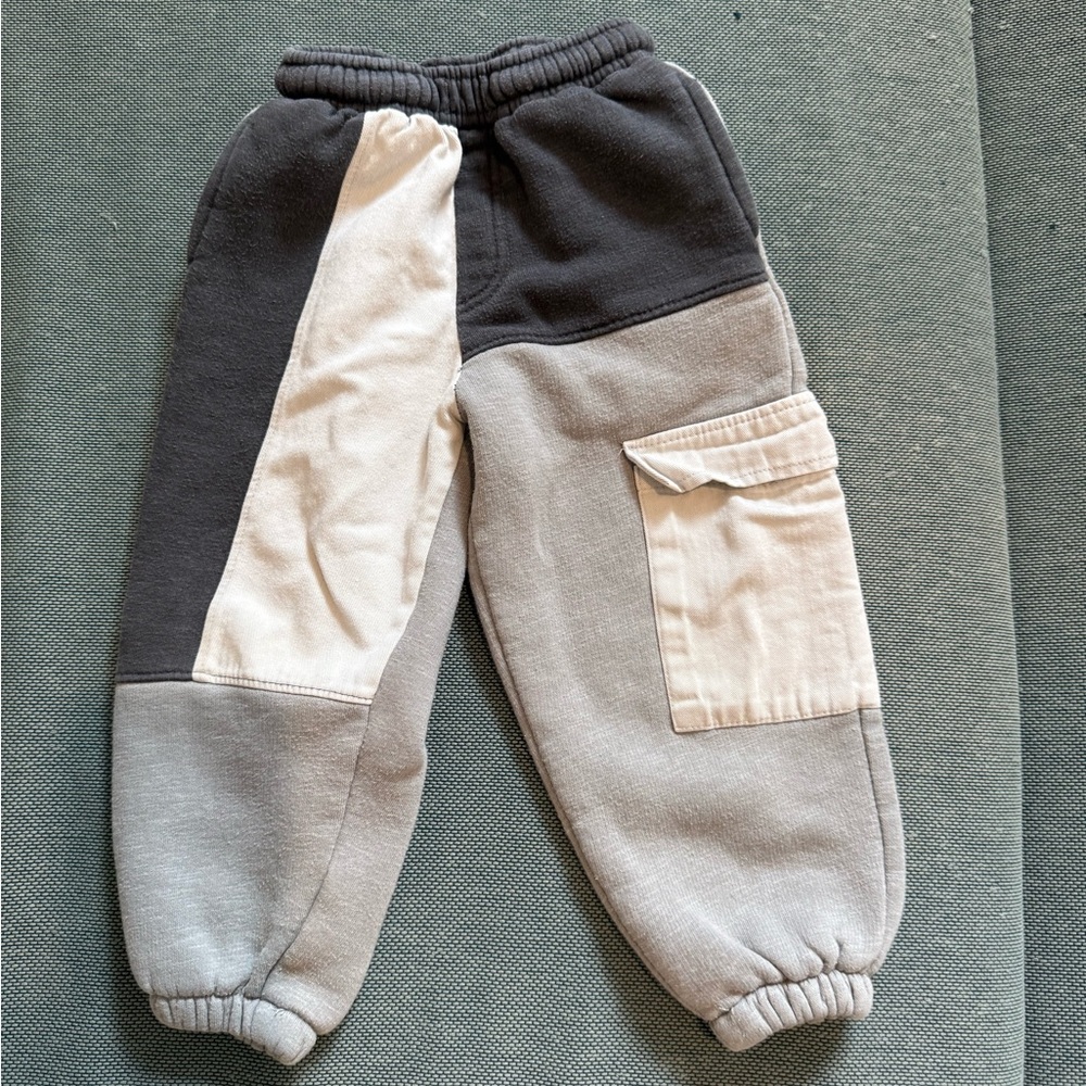Zara Kids Two-Tone Joggers in Gray and Cream
